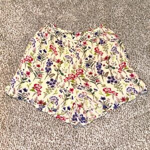 Miami High Waist Floral Shorts - Cream, Red, Blue